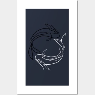 Koi Fish Line Art Collection Posters and Art